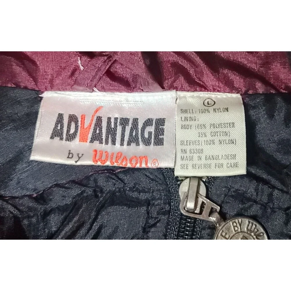 Vintage Advantage By Wilson Full Zip Colorblock Black Nylon Tennis Jacket Size L